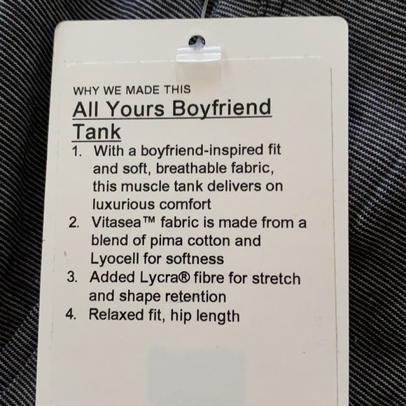 ❤️ Lululemon All Yours Boyfriend Tank Size 2 NWT - Picture 3 of 12